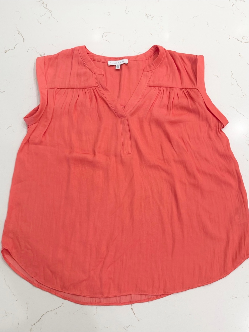 Maison d’Amélie Parisian Boho Coral Flowy Blouse